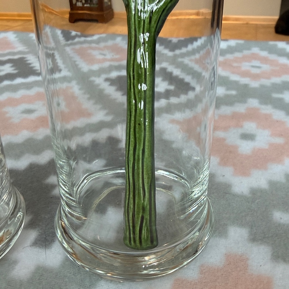 2 Glass Tumblers with ceramic cactus drink stirrers - Picture 3 of 7